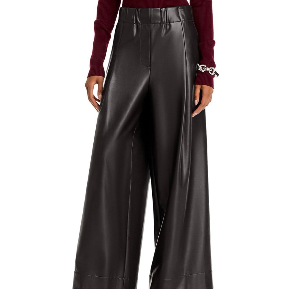 A.L.C. Chocolate Brown Faux Leather Wide Leg Pants NWT Size M🌸